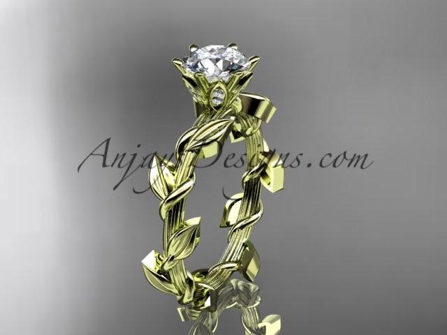 Wedding - Unique 14kt yellow gold diamond floral wedding ring,engagement ring ADLR248