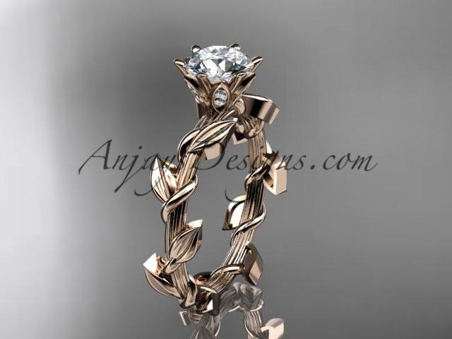 زفاف - Unique 14kt rose gold diamond floral wedding ring,engagement ring ADLR248
