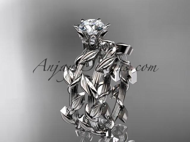 Mariage - Unique platinum diamond floral wedding ring, engagement set ADLR248S