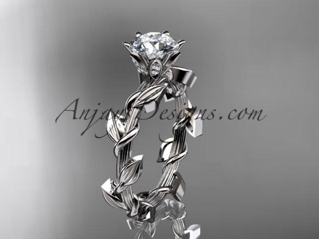 زفاف - Unique 14kt white gold diamond floral wedding ring, engagement ring ADLR248