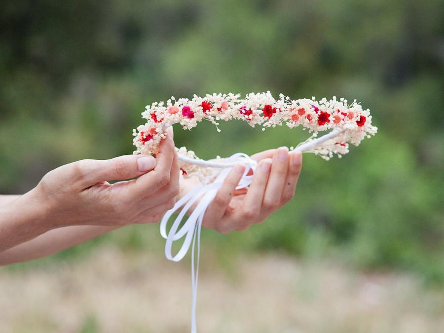 زفاف - Flowercrown dried daisies brides. Rustic style. Crown of dried flowers. Bohemian bride. Accessory for the hair of the bride, rustic wedding