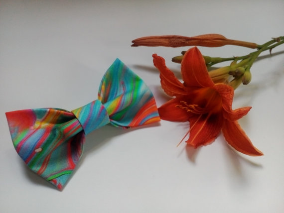 Свадьба - Wedding bow tie Raitnbe3 Watercolor ties