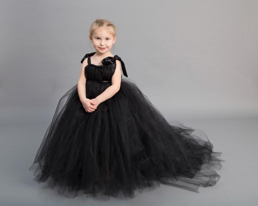 Wedding - Flower girl dress - Tulle flower girl dress - Black Dress - Tulle dress - Pageant dress - Princess dress - Black flower  girl dress