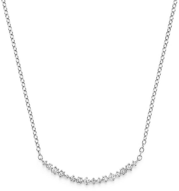 Hochzeit - Diamond Scatter Bar Necklace in 14K White Gold, .30 ct. t.w.