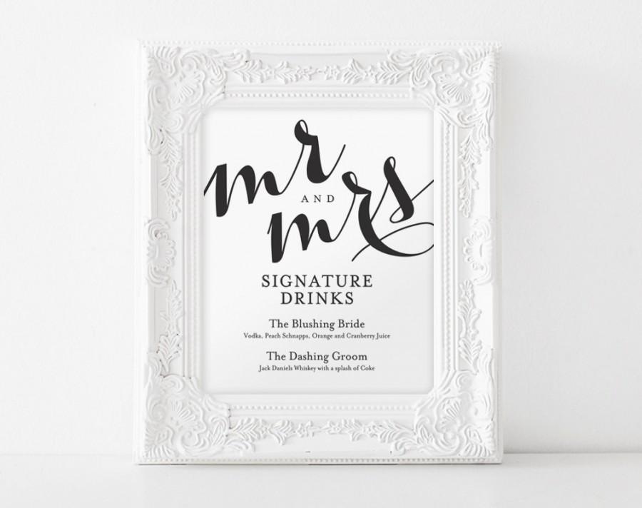 Wedding - Signature Drink Sign, Signature Drinks Printable, Wedding Reception Sign, Wedding Bar Sign, Bar Menu, PDF Instant Download 