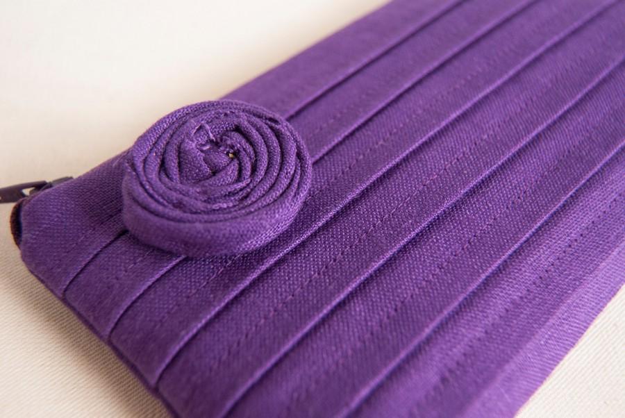 Hochzeit - Purple Clutch Purse - Romantic Collection - Purple Clutch - Linen