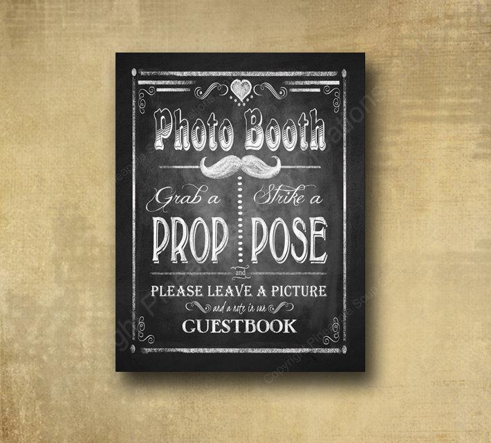 Wedding - Printed PHOTO BOOTH Wedding sign - chalkboard signage - 3 sizes available with optional add ons