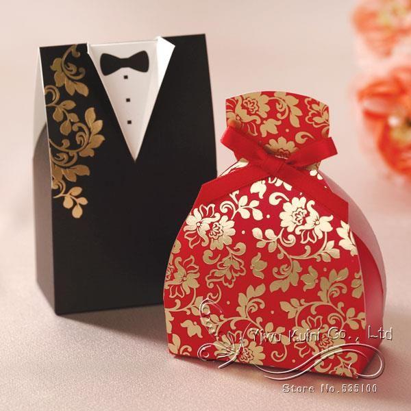Hochzeit - Box Tool Box Picture - More Detailed Picture About 100Pcs Wedding Favor Candy Box Bride & Groom Dress Tuxedo Candy Gift Boxes With Ribbon Wedding Party Favor Ribbon Gift Blace Red Picture In Event & Party Supplies From Shenzhen Bluebird E-Commerce Co., Lt