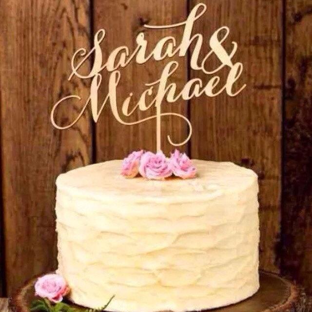 Wedding - Custom personalised name Acrylic gold/silver wedding cake topper