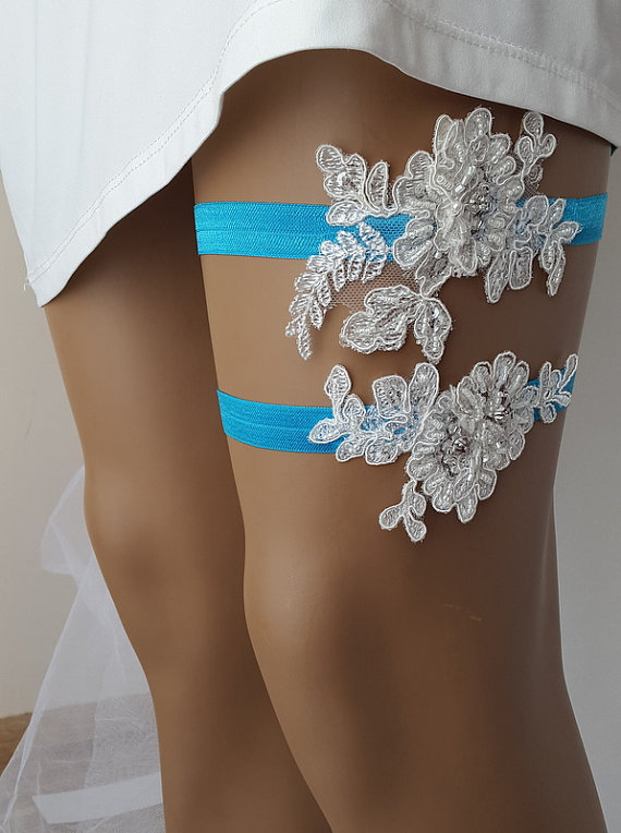 زفاف - something blue, garter, toss garters, ivory, lace, wedding garters, bridal accessores, handmade, garter suspander, free shipping!