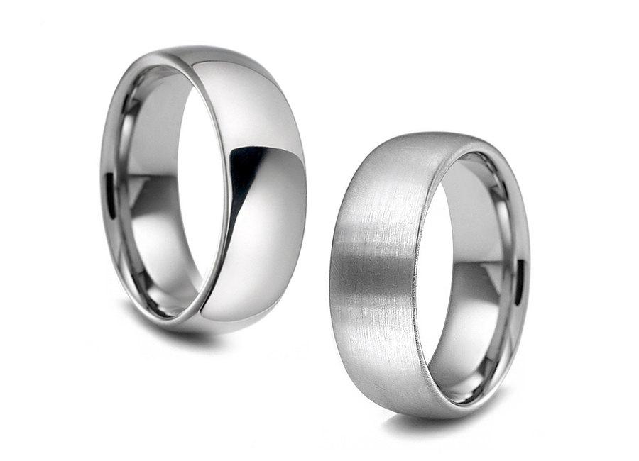 Mariage - 4mm 5mm 6mm Width Stainless Steel Wedding Band Comfort Fit Dome Top Polished or Satin Brushed Finish