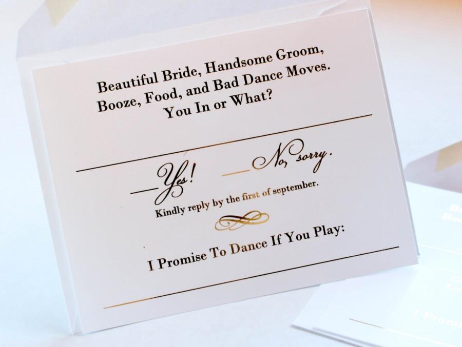 Gold Foil Wedding Invitation Rsvp Cards Metallic Gold Or Silver