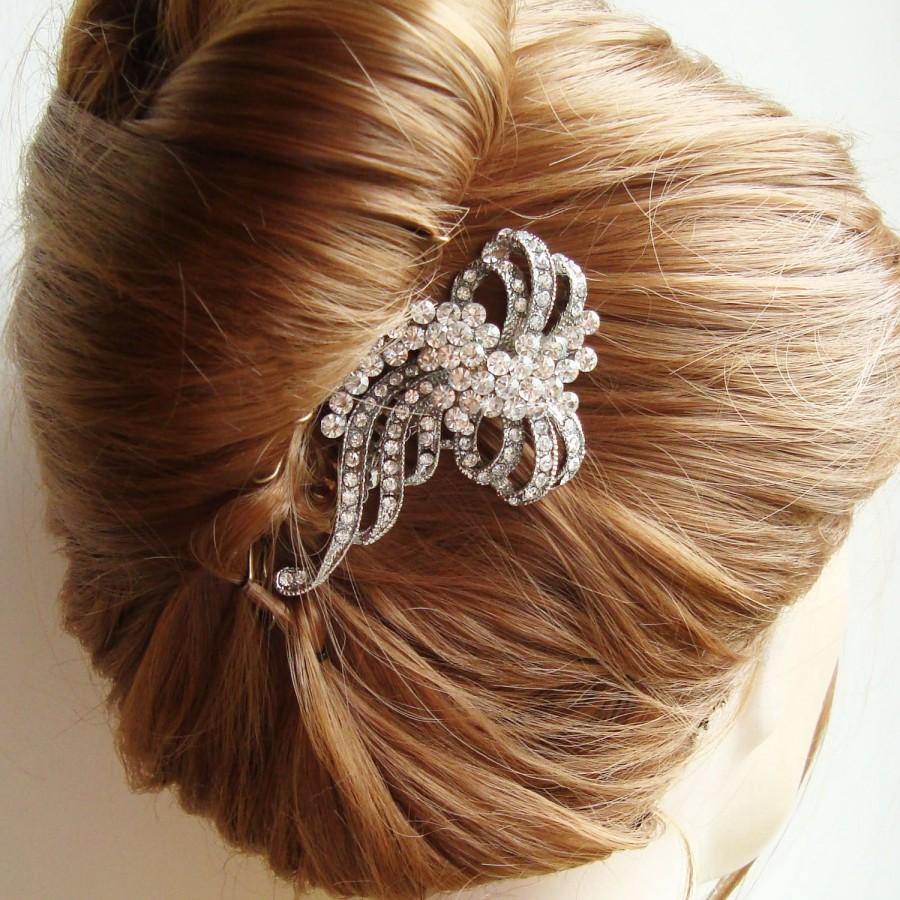 Mariage - HALF PRICE Sale- Bridal Hair Comb, Vintage Wedding Hair Piece, Crystal Comb, Wedding Hair Comb, Silver Filigree Comb, REINA