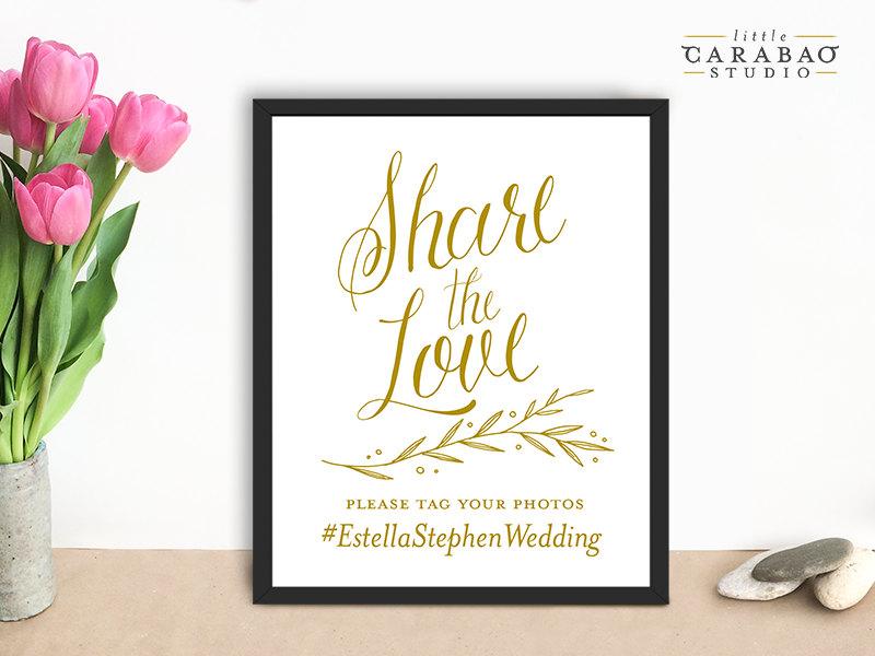 Hochzeit - Wedding Sign Instagram Sign PRINTABLE Social Media Sign DIGITAL Share The Love Sign Hashtag Sign - Little Carabao Studio - 
