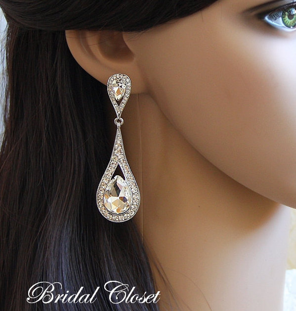 Mariage - Bridal Earrings, Bridal Earrings Crystal, Bridal Crystal Earrings, Swarovski Drop Dangle Earrings, Crystal Earrings, Wedding Earrings