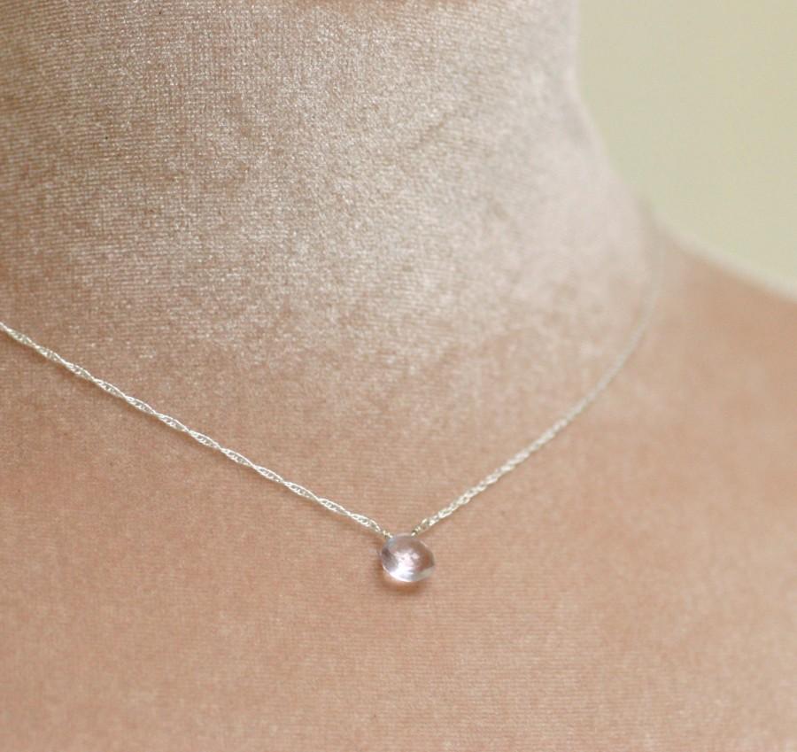 زفاف - Pink amethyst necklace, petite necklace, dainty bridesmaid necklace, February birthstone necklace, lilac necklace - Natalie