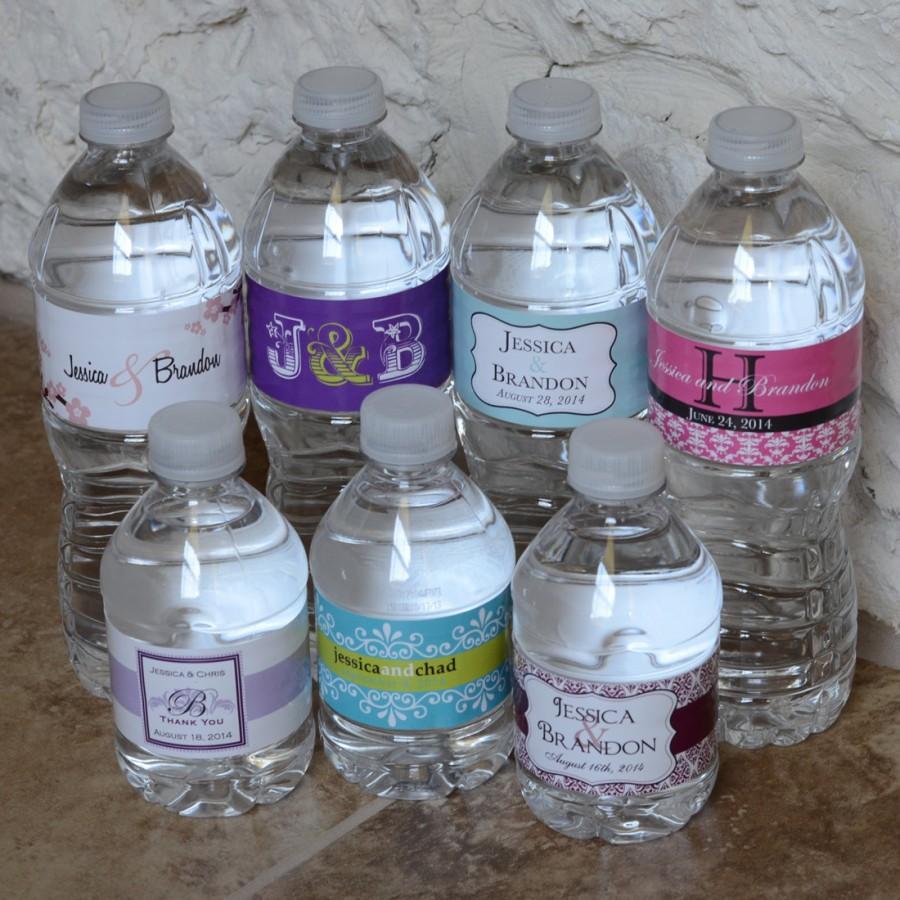 Wedding - 100 Custom Glossy Waterproof Wedding Water Bottle Labels - hundreds of designs to choose from - change designs to any color or wording