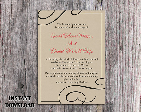 Wedding - DIY Burlap Wedding Invitation Template Editable Word File Download Printable Rustic Wedding Invitation Black Invitation Elegant Invitation