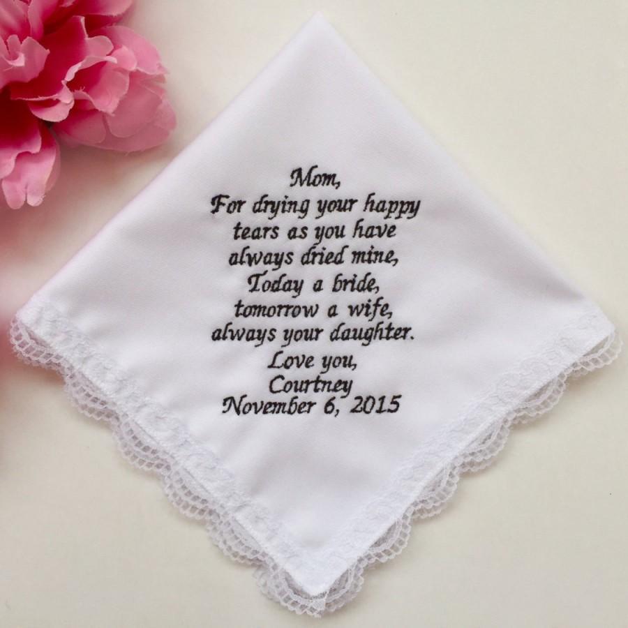 Mariage - Customization Your Own Words/Wedding Handkerchief /Custom Handkerchief/For Mother Of The Bride Gift/Western Wedding /Party Decor