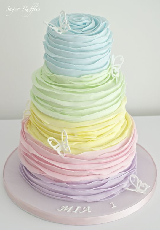 Wedding - Rainbow Ruffle Cake