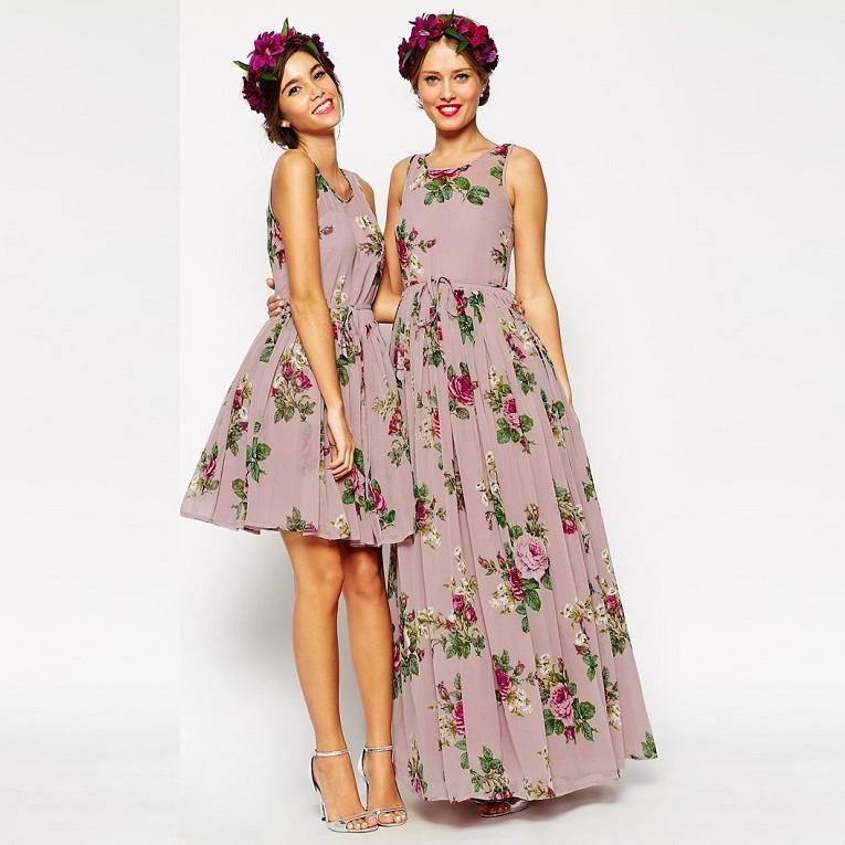 زفاف - New Arrival Short/Floor Length Floral Bridesmaid Dresses Under 100