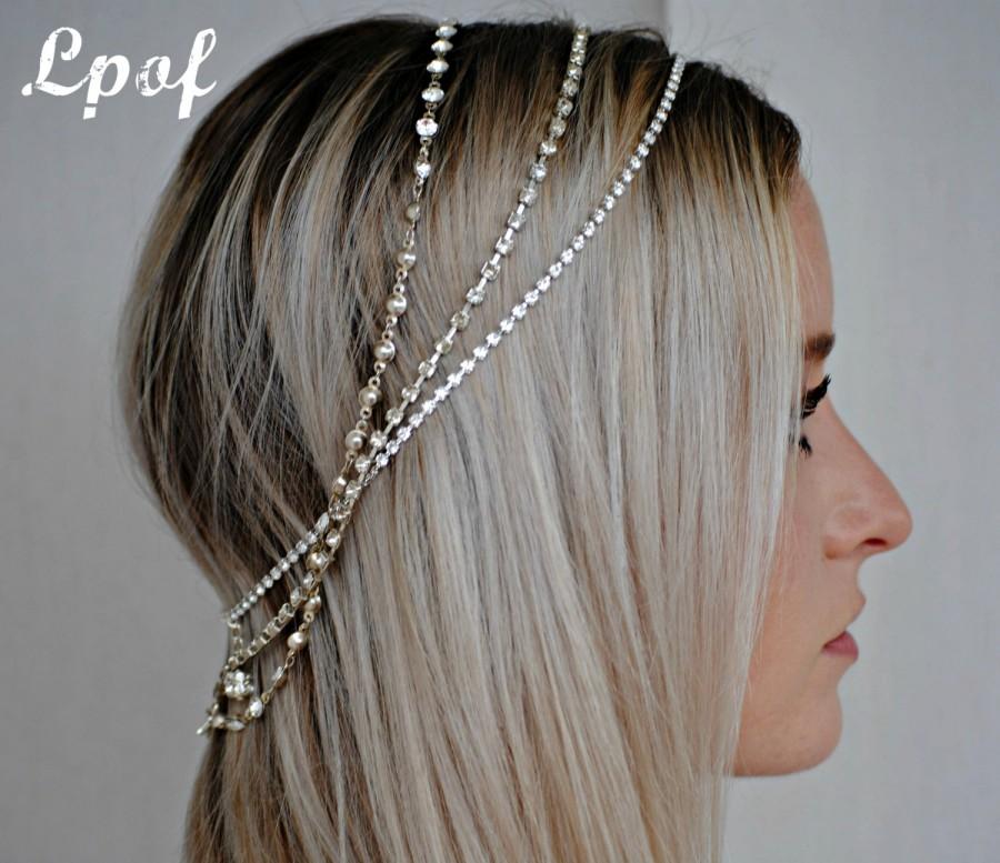 Wedding - RESERVED FOR KAS Bridal Headpiece Wedding Headpiece Headpiece Head Jewelry Chain Headpieces Hair Jewelry Head Chain Bridal Head Chain Hair