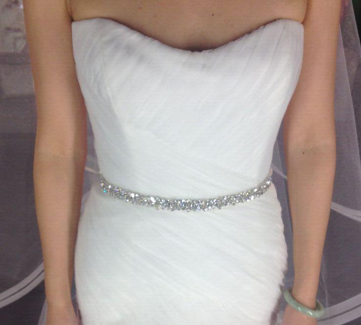 زفاف - Swarovski Rhinestone Bridal Sash, Crystal Wedding Belt, Crystal Bridal Sash ,Crystal Rhinestone Sash , seed beads sash belt
