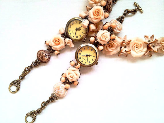 Hochzeit - Bracelet Watch, Made to Order, Bridal Accessories, Womens Watch, Gift Idea, Ladies Timepiece, Statement Jewellery