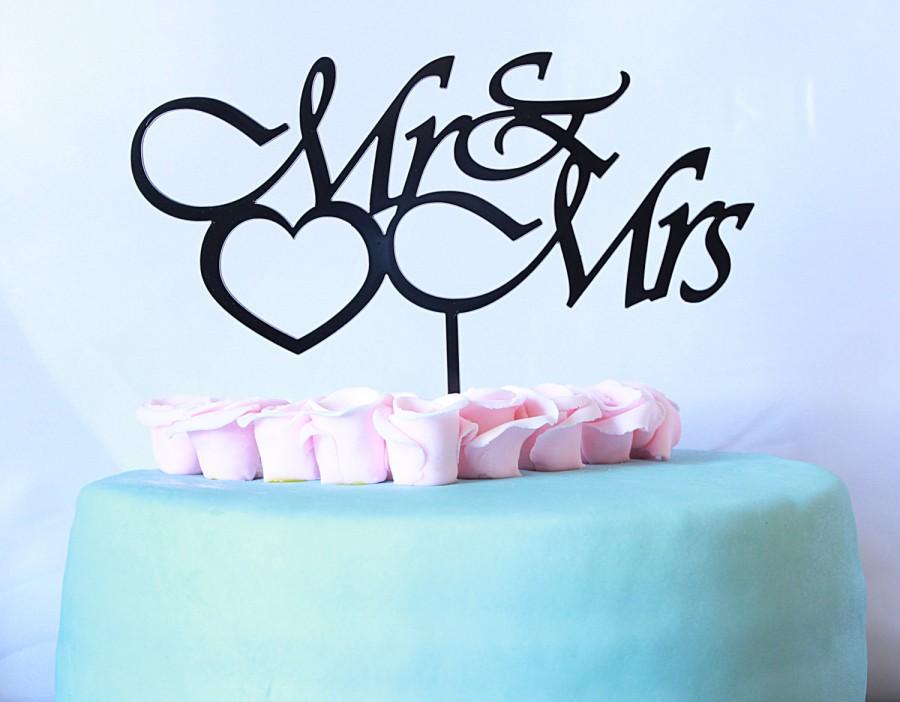 Mariage - Wedding cake topper, custom cake topper, Mr and Mrs Cake Topper With Surname, Personalized Cake Topper, rustic wedding cake topper, names