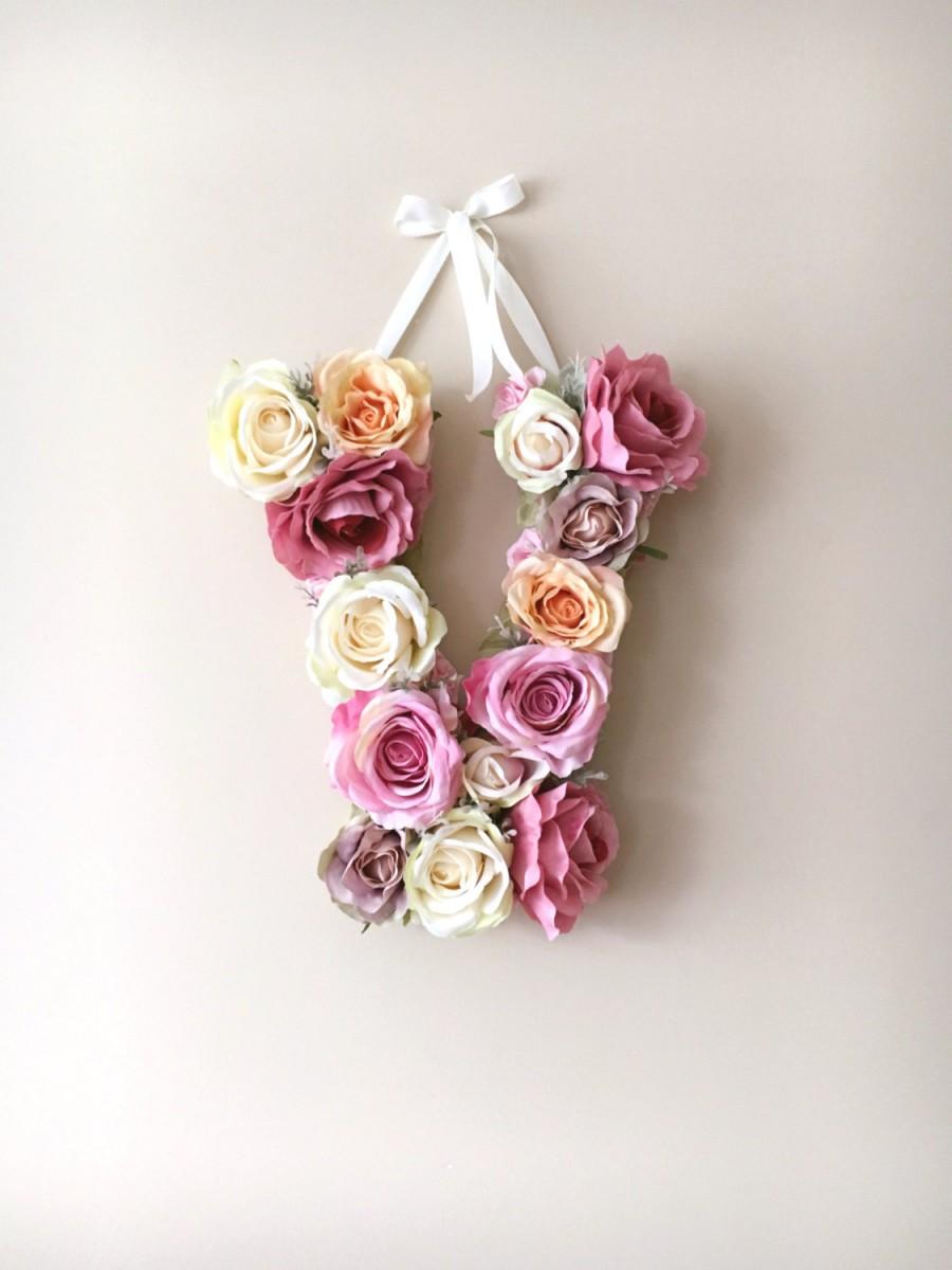 Mariage - Flower Letters, Floral Letters, Vintage wedding decor / Personalized nursery wall decor, Baby shower, 35 cm/13.8" wall art, Photography Prop