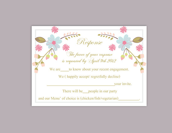 Wedding - DIY Wedding RSVP Template Editable Word File Instant Download Rsvp Template Printable RSVP Cards Colorful Floral Rsvp Card Elegant Rsvp Card