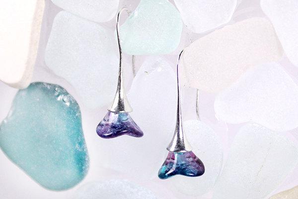 Mariage - purple blue mix drop earrings bright blue violet jewelry royal purple earrings romantic gift for her night sky jewelry bleu de bijoux пя28