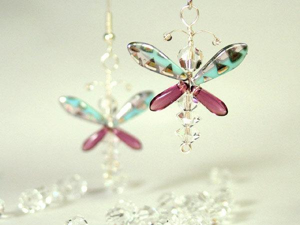 Hochzeit - Birthday Gift Swarovski Crystal Purple Butterfly Jewelry Fairy Earrings Whimsical Quirky Wedding Accessories Angel Jewelry Gift for Girls