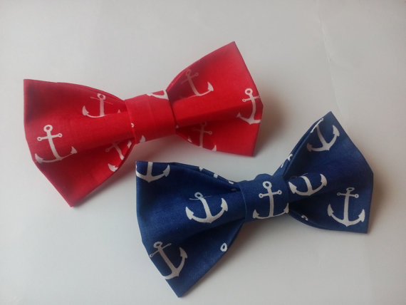 Hochzeit - Bow ties Two nautical red and blue bowties Perfect gifts for little boys Nautical themed wedding bow ties Deux nœuds papillons nautiques