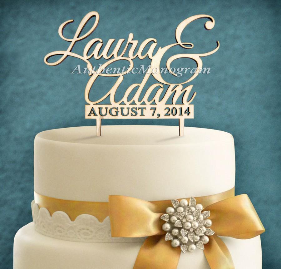 زفاف - 6" Wooden Unpainted Cake Topper Custom NAMES & DAY to REMEMBER Monogram, Wedding, Initial, Celebration, Anniversary, Special Occasion (4104