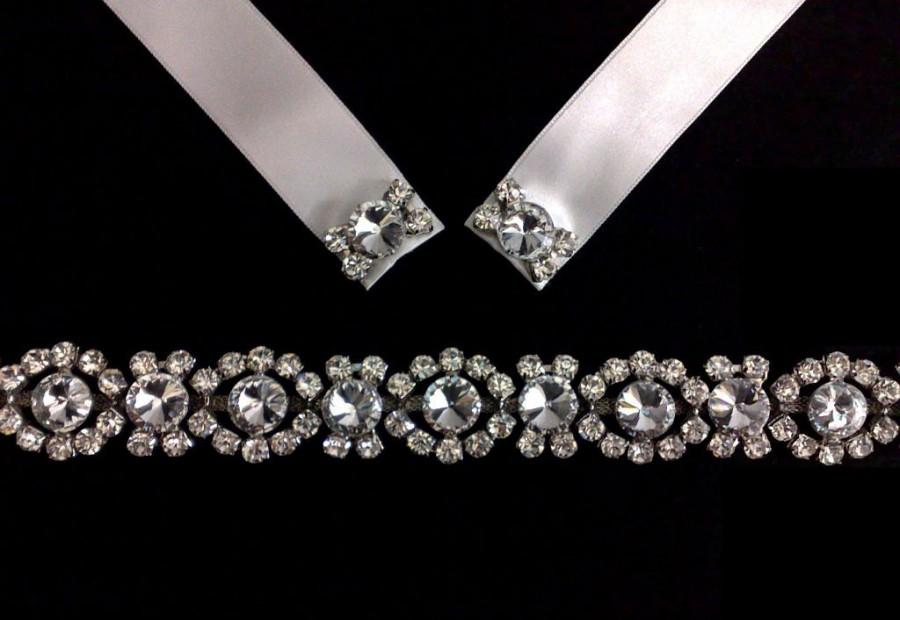 Hochzeit - Art Deco Bridal Headband, Rhinestone Crystal Tiara, Wedding Hair Jewelry, Silver or Gold, MIRAN
