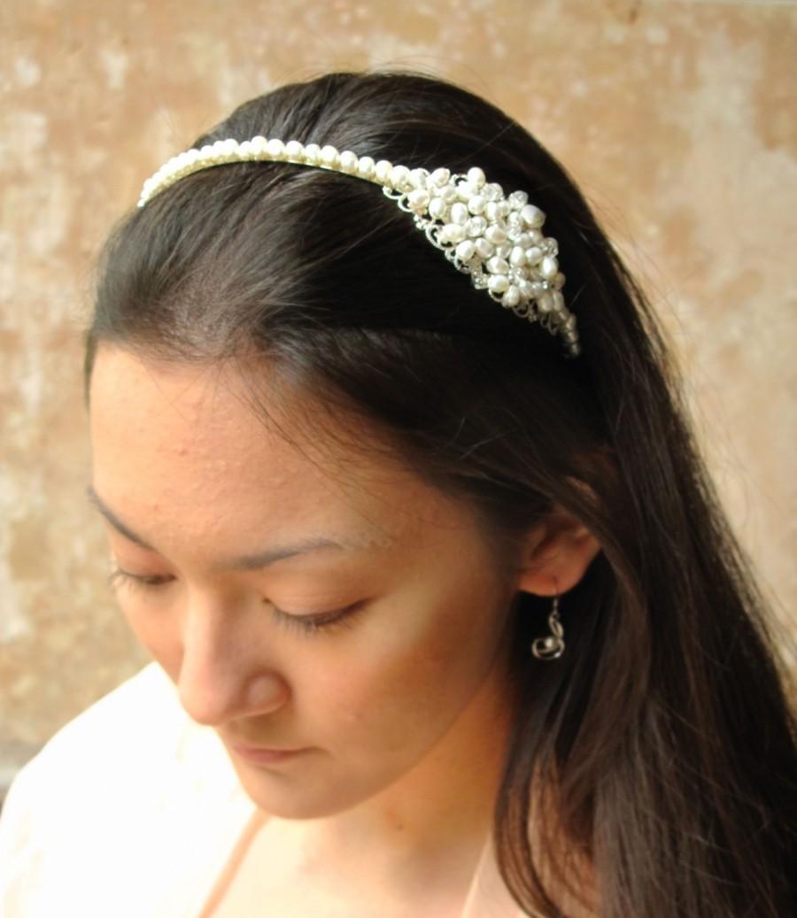 Mariage - Adoree - Freshwater Pearl Bridal Headband Tiara