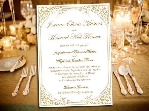 Свадьба - DIY Wedding Invitation Template "Lavanderia" Golden Sands - Printable Wedding - Vintage Wedding Invitation Download - Wedding Printable