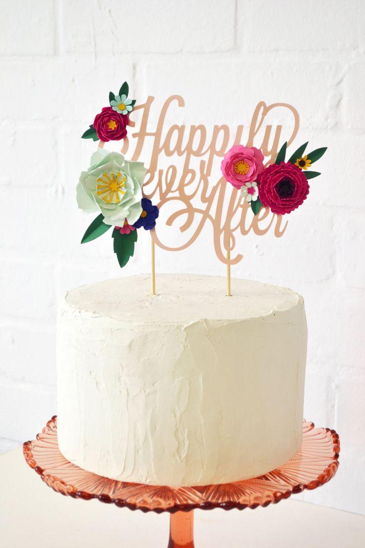 Wedding - Handmade 'Happily Ever After' Paper Flower Cake Topper