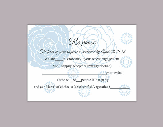 Свадьба - DIY Wedding RSVP Template Editable Word File Instant Download Rsvp Template Printable RSVP Cards Floral Aqua Blue Rsvp Card Rose Rsvp Card