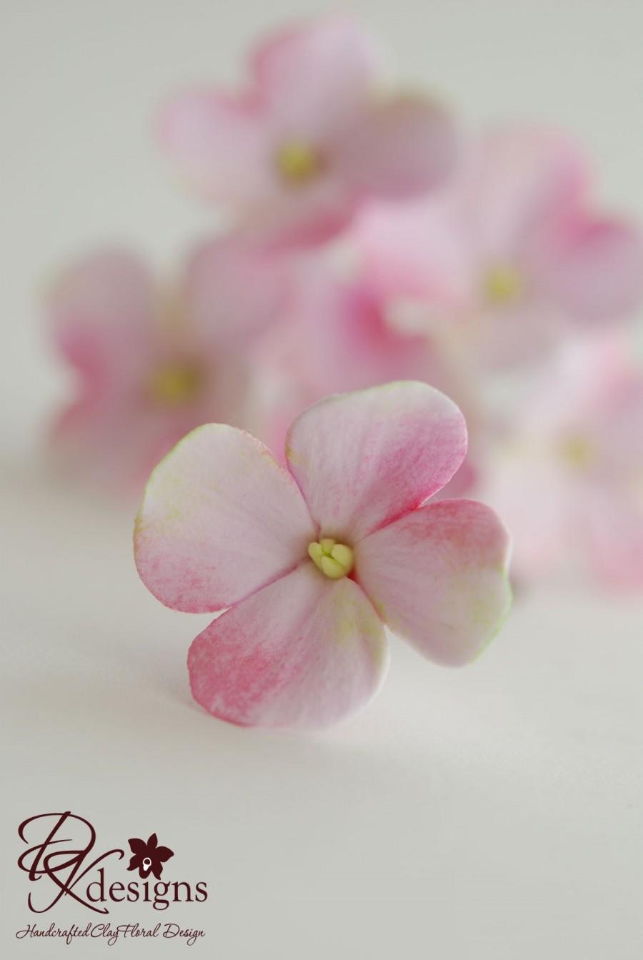 زفاف - Made to Order - Light Pink Hydrangea Hair Flowers Set of 6