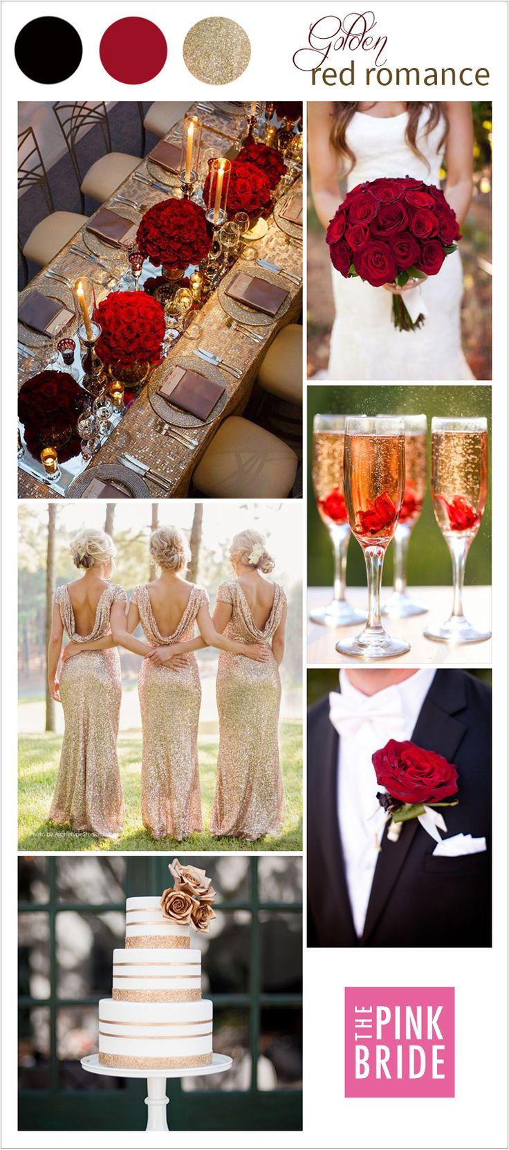 Hochzeit - Wedding Color Board: Golden Red Romance