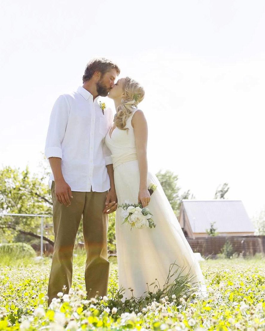 Свадьба - Organic Wedding Dress - Full Length -  Eco Friendly Wedding - Creme - Natural