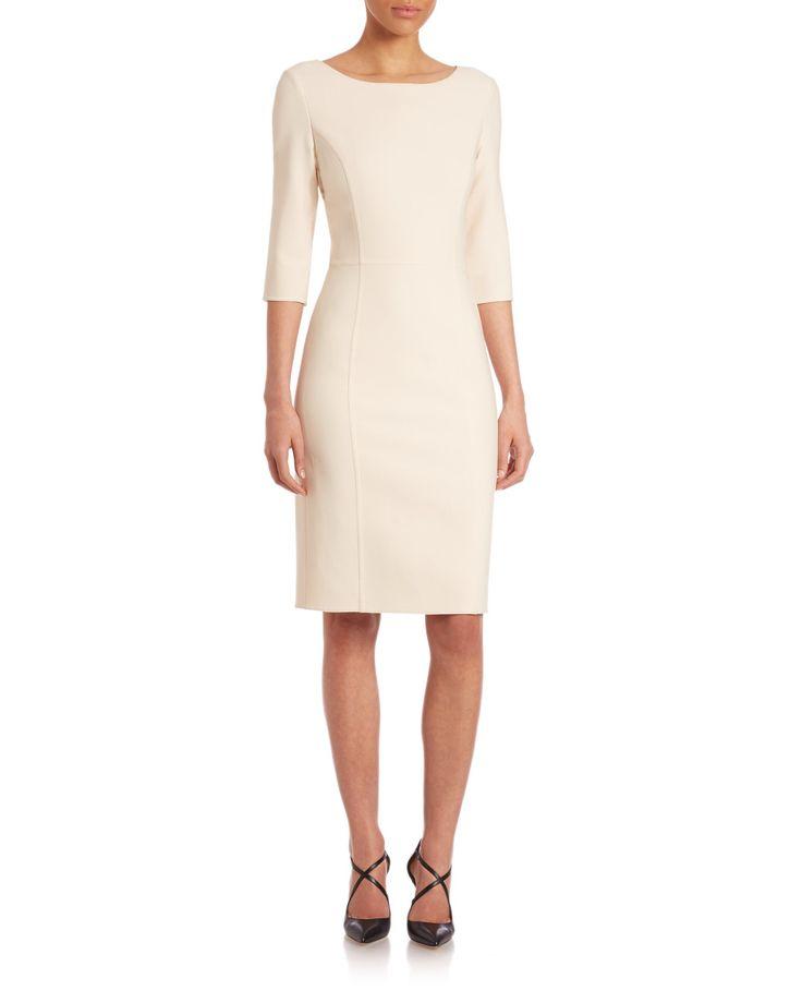 Wedding - Women's White Icon Collection Double-face Wool Sheath Dress