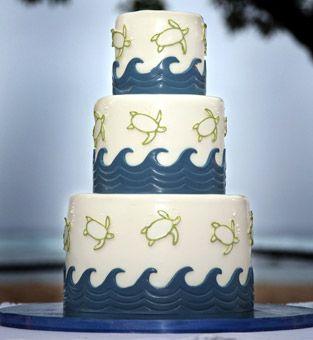 Mariage - Wedding Cake With Waves And Turtles