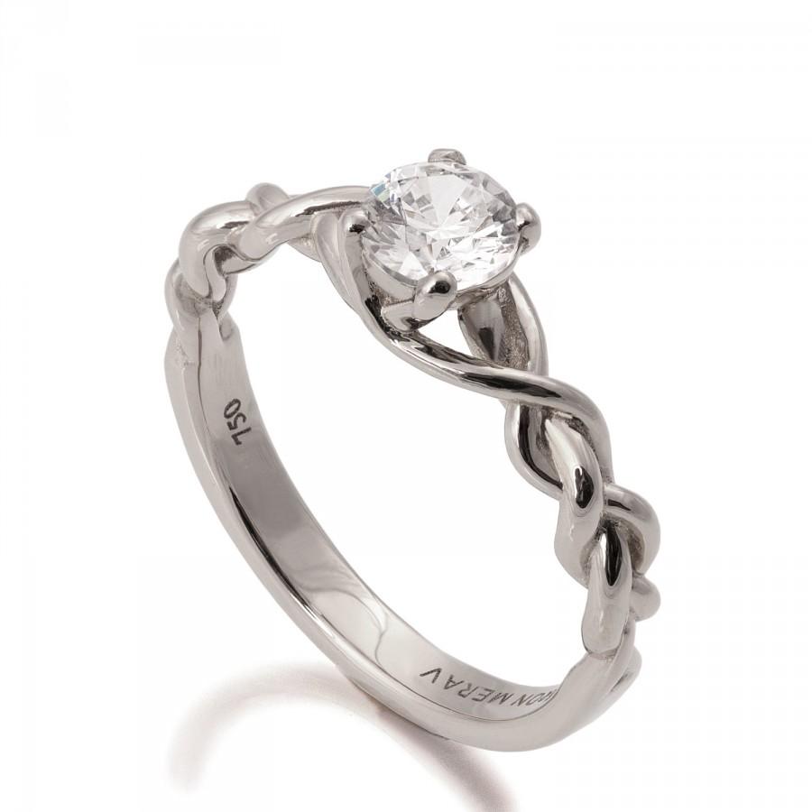 Wedding - Braided Engagement Ring - 18K White Gold and Diamond engagement ring, 0.5ct diamond ring, unique engagement ring, 0.5ct diamond ring, 2