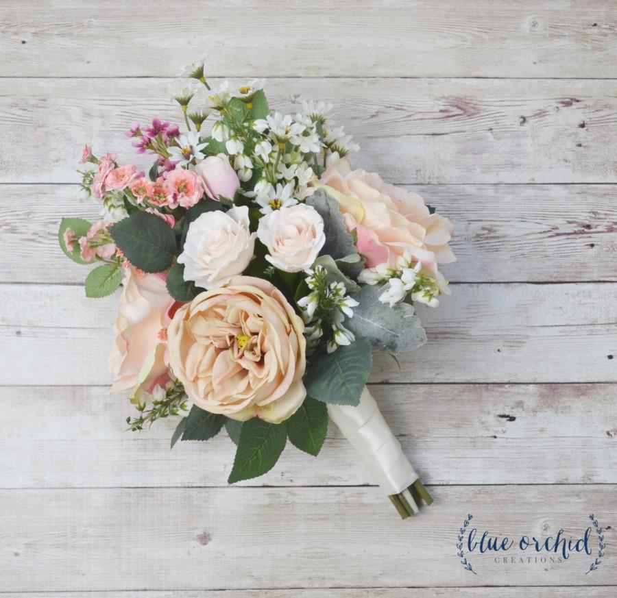 Свадьба - Boho Wedding Bouquet - Silk Wedding Bouquet, Wildflower Bouquet, Bridal Bouquet, Silk Bouquet, Neutral, Blush, Garden Rose, Wildflowers