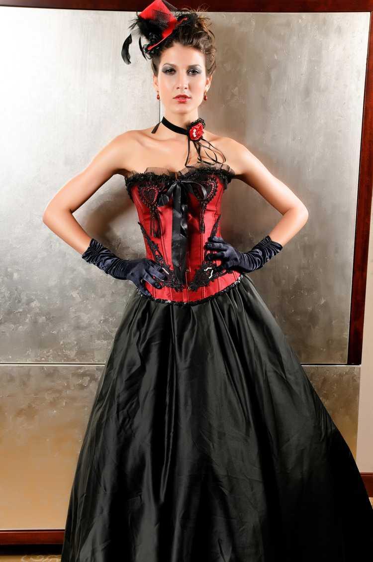 Wedding - RED AND BLACK GOTHIC VICTORIAN LACE OVERBUST CORSET