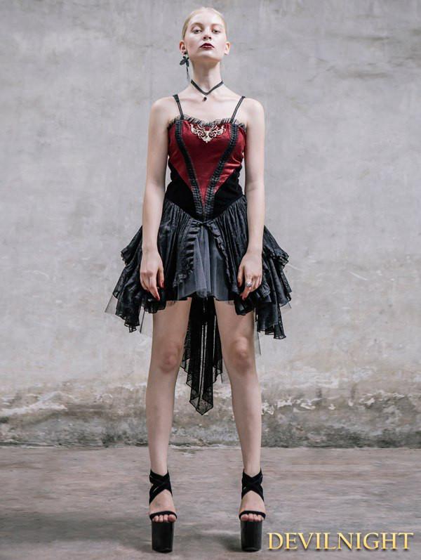 زفاف - Fashion Black and Red Spaghetti Straps Gothic Dress