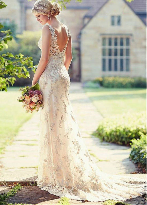 Hochzeit - New Mermaid White ivory Lace Wedding Dress Bridal Gown Custom:6 8 10 12 14 16++